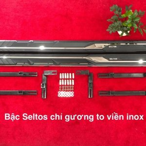 Bậc Seltos chỉ gương to viền inox